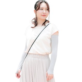 MKY factory Arm Cover, UV Protection, Women's, Summer, Cool to Touch, Cooling Sensation, Arm Cover, UPF50+, Long, Finger Rest, Sun Protection, UV Protection, Sports Driving, Bicycle, Unisex, gray