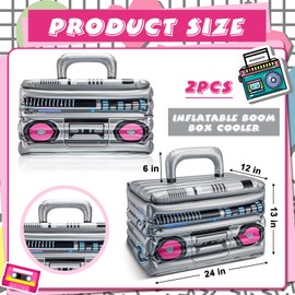 Cunhill 2 Pieces Inflatable Boom Box Beverage Cooler Summer 80s 90s Theme Party Decorations Inflatable Cooler Radio Blow up Boom Box Birthday Drink Favors for Retro Nightclub Party Hip Hop Supplies
