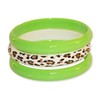 3 Pack Bangles w/Cheetah Print 80s Style Bracelets (Neon Green)