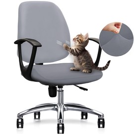 Computer Office Chair Cover - Universal Fit Stretchable Washable Chair Slipcover for Rotating Chairs - Durable and Protective Armchair Cover - Light Grey