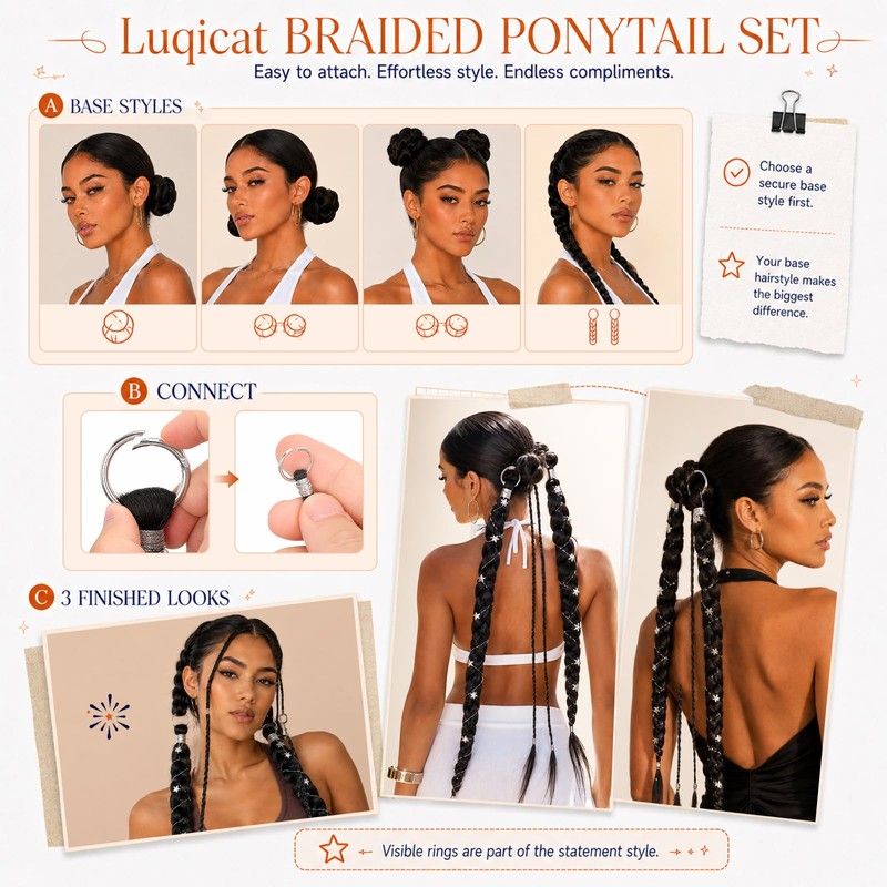 Ombre Blonde Braided Ponytail Extension for Women Braid Hair Pieces