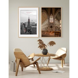 GiftMust 24x36 Wood Poster Frame Set of 2, Display picture 20x30 with mat or 24x36 without Mat, Wall Gallery Frame and Wide Photo Frame for Wall Display-Oak Color