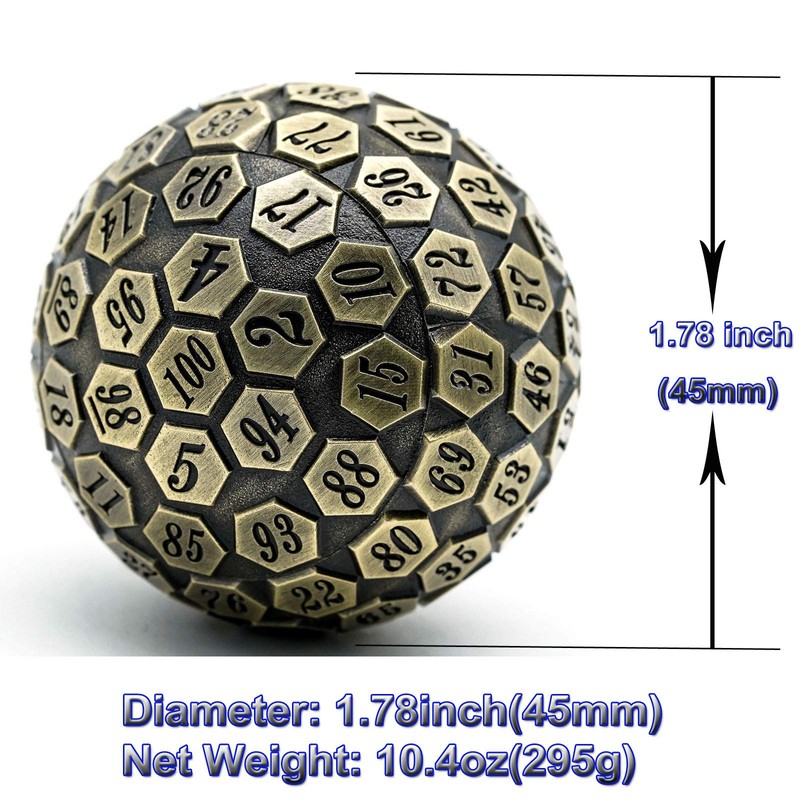 Cusdie D100 DND Metal Dice, 100 Sided Giant Metal Dice,