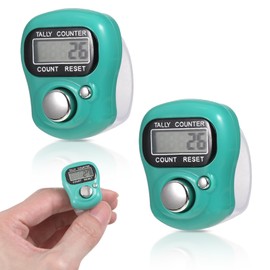 Pack of 2 Digital Finger Counter, Electronic Finger Counter, Row Counter, Mini Coloured Hand Counter, Clicker, Row Counter, Mini Hand Counter for Counting Indoor and Outdoor Activities (Mint Green)