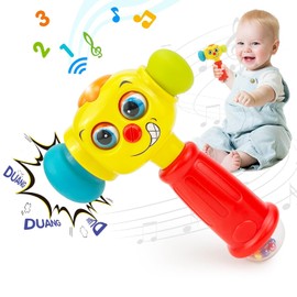 HOLA Juguetes para regalo de cumpleaños de niño de 1 año, juguete de martillo para bebés de 12 a 18 meses, juguetes musicales para niños pequeños de 1 a 2 años con luz intermitente, juguete de