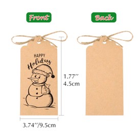 KUUQA 120PcsWeihnachten Geschenkkarten Anhänger Festival für Weihnachtsgeschenk Verpackungsaufkleber mit hängendem Seil, 12 verschiedene Arten, Schwarz