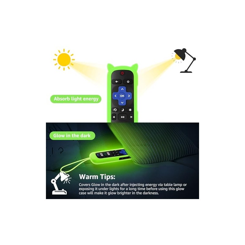 Replacement Remote Cover for Roku TV with Soft Protective Case(Glow