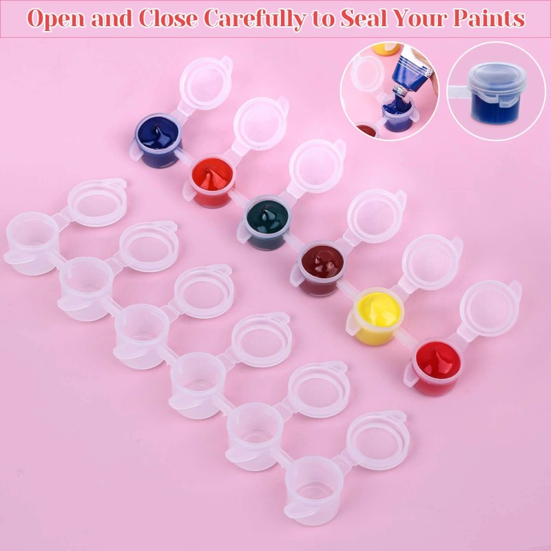 Caffox 240-Piece Empty Paint Pot, 40 Strips Acrylic Mini Paint