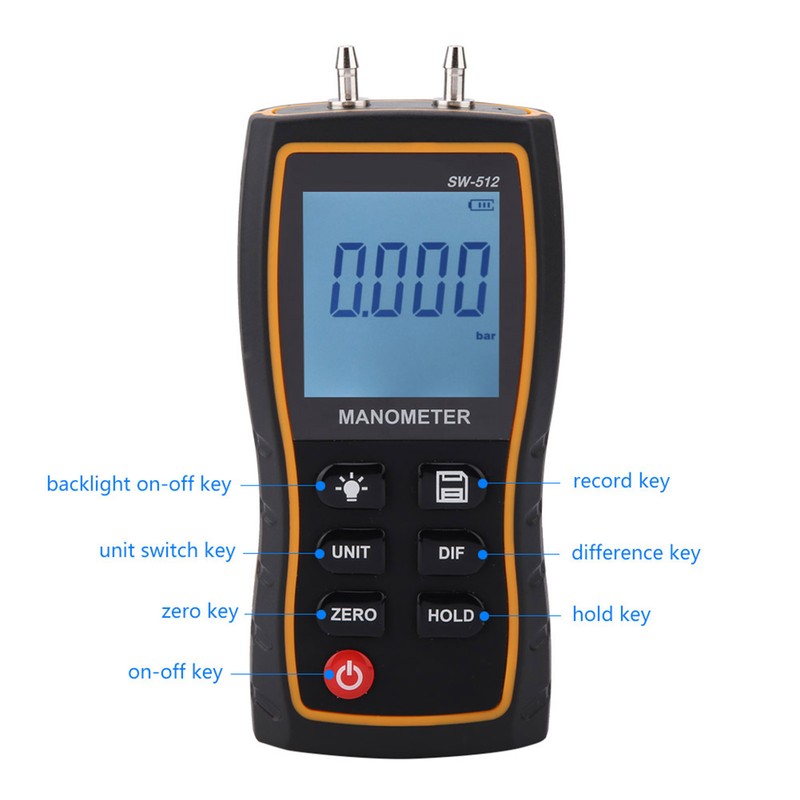 SW‑512B High Accuracy Digital Differential Pressure Gauge Air Pressure Meter