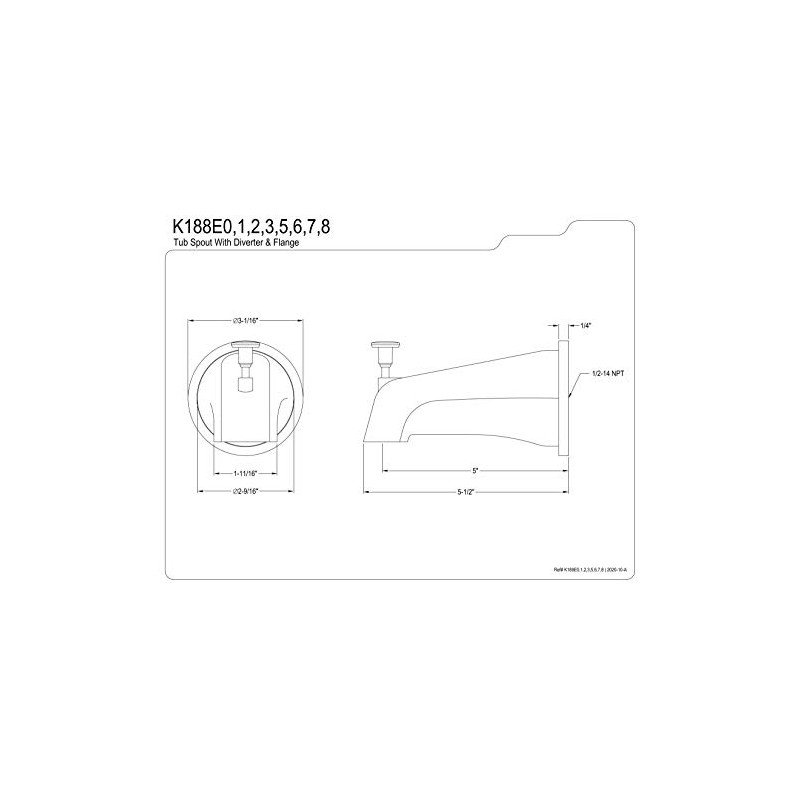 Kingston Brass K188E7 Showerscape Diverter Tub Spout with Flange, Brushed
