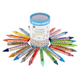 Kid Made Modern Beeswax Crayons for Toddlers & Kids (24 Pieces) - Coloring Non Toxic Crayons with Case (Ages 3+)