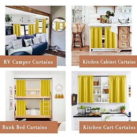 XTMYI - Cortinas de ventana de cocina amarillas sobre el fregadero, cortinas de ventana pequeñas para baño, decoración de girasol, 24 pulgadas de longitud, amarillo limón brillante