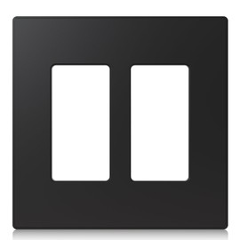 ELEGRP 2-Gang Screwless Decorative Wall Plates, Mid-Size 4.88" height x 4.94" length Unbreakable Thermoplastic Faceplate Cover for Decorator Receptacle Outlet & Switch, UL Listed (1 Pack, Matte Black)