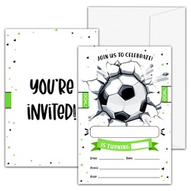 valucise Soccer Birthday Invitations For Boys, Soccer Theme Birthday Party Invitations, Football Sports Fill In Invitation Cards, Birthday Party Favor Supplies (20 Invites With 20 Envelopes) -A25