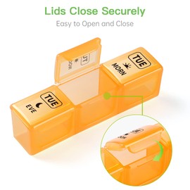 Pill Box Organiser 7 Day, Opret Pill Dispenser Weekly 3 Times a Day with case for Travel, Vitamin Fish Oil Container Planner BPA Free (Rainbow-Coloured)