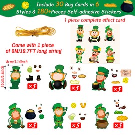 chiazllta 30 Packs St. Patrick's Day Craft Kits DIY Leprechauns Art Craft for Preschool Kids, St. Patrick’s Day Make Your Own Leprechauns Paper Craft Set for Home Class Game Activities Kindergarten