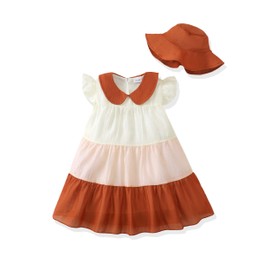 Renotemy Little Girl Dresses 4T 5T Toddler Clothes Summer Beach Birthday Party Dress Brown Casual Outfits Ruffle Sleeve Sundress for Girls 4-5 Year Old