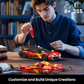 Mould King 27100 Technik Sports Car Building Block Sets with Acrylic Display Case, Model Cars for Collecting, Gifts for Children from 8+ Years / Adult Collector Enthusiasts (355 Pieces)