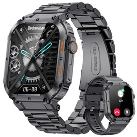 LIGE Reloj Inteligente Hombre con Llamadas Bluetooth,Smartwatch Hombre Deportivo con Pulsómetro Monitor Sueñode100Modos Deportes2 Correas,1.96 HD...  