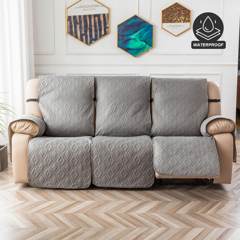 Genina Waterproof Couch Cover for Reclining Couch 3 Seater Non-Slip,