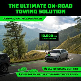 Rhino USA Rhino USA Tow Strap with Hooks (2 Inch x 20 Foot) Lab Tested 10,321lbs Break Strength - Heavy Duty Emergency Towing Straps with Forged Steel Hooks for Roadside Recovery - Not for Off-Road Recoveries