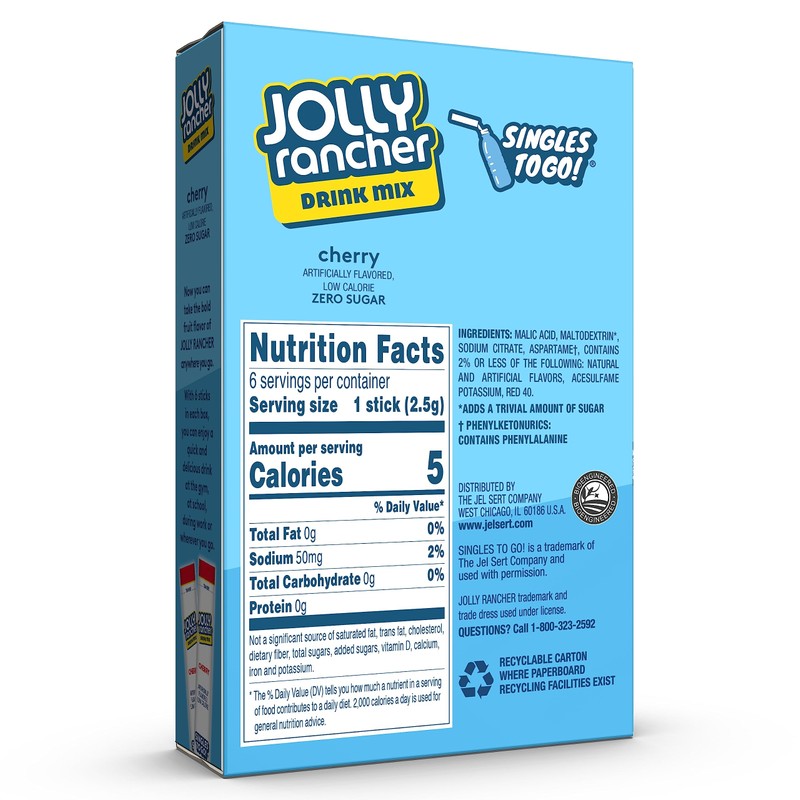 Jolly Rancher Singles To Go Drink Mix - Chery Flavored