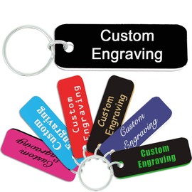 LHS Engraving | Custom Keychain, Engraved Black Plastic Tag With White Lettering | - B2