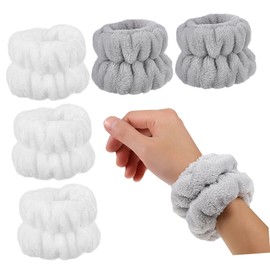 FOMIYES Facial Wristband Set 4 White 4 Grey Spa Headband Elastic Wrist Cuffs for Washing Face and Makeup Skin Care Accessory