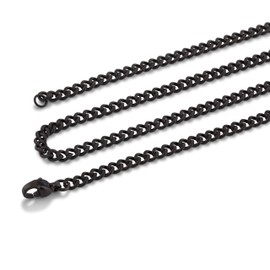 Akitsune Fibra Chain 60cm Long | 6mm Width | Mens Necklace Women Stainless Steel Box Rolo Lobster Clasp - Matte Black