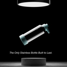 AOHEA 32oz（26+6） oz Insulated Water Bottle with straw and Hidden storage（6oz）, Stainless Steel Double Walled Vacuum Sports Water Bottle with 2 Lids for Gym Camping Hiking (Blue, 32oz)