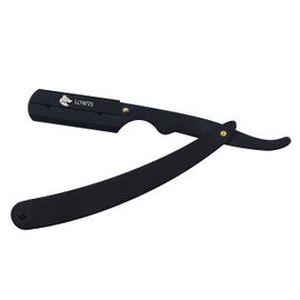Lowts Professional Barber Straight Edge Razor, 100% Stainless Steel, Black