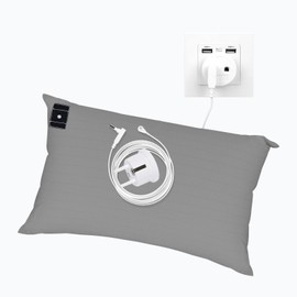 RIQINXIN Conductive Grounding Mat Grounding Cushion Cover Grounding Product Pillowcase with EU Grounding Cable for Better Sleep 51 x 76 cm Grey