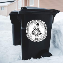 Extra Large 460mm 'Vintage Girl Standing in Circle Frame' Permanent Sticker Decal for Cars/Windows/Bins/Walls (DW00130279)