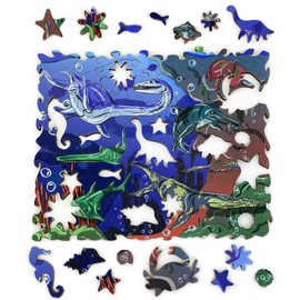 Ulanik Puzzle Water Dinosaur, Games from 3 Years, Wooden Puzzle from 3 Years, Jigsaw Puzzle, Educational Games from 3 Years, Preschool Games for Toddlers - 67 Pieces