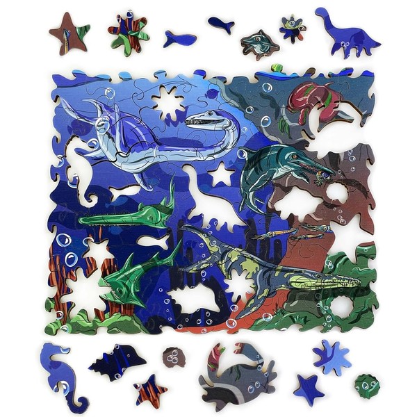 Ulanik Puzzle Water Dinosaur, Games from 3 Years, Wooden Puzzle
