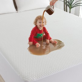 JOSOP 100% Waterproof Queen Mattress Protector,Breathable Cooling 3D Air Bamboo Viscose Mattress Pad Cover,6"-16'' Deep Pocket Fitted Sheet,Noiseless Machine Washable Queen Size Mattress Protector