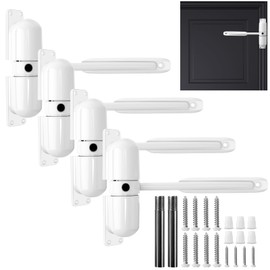 Gisafai 4 Pcs Automatic Door Closer, Spring Door Closer Heavy Duty Self Closing Door Hinges, Convert Hinged Doors to Self Closing Doors, Automatic Door Opener and Closer for Gate Garage Safety (White)