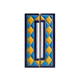 House Numbers Ceramic Tile Letters & Frame Spanish Orange Blue Design Tile Size 11cm H x 6cm W Number Frame Size: 2 to 13 Tiles (Curb Set)