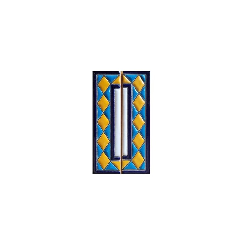 House Numbers Ceramic Tile Letters & Frame Spanish Orange Blue