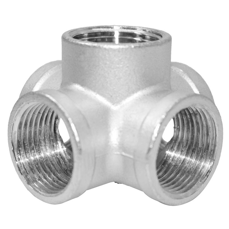Beduan Stainless Steel 1 Inch 5-Way Outlet Cross Female Pipe