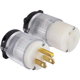 Lighted Extension Cord Ends，NEMA 5-15P & NEMA 5-15R, 2 Pole 3Wire Grounding，15A 125V Extension Cord Replacement Ends 3 Prong，Electric Plug Replacement for Generator, RV, Welding Equipment, UL Listed