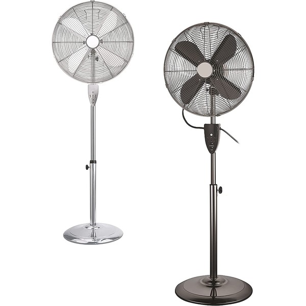 HYGRAD® 16" Oscillating Pedestal Air Cooling Fans Floor Standing Fans In Chrome Or Gun Metal 3 Speel With Remote Control (Chrome)