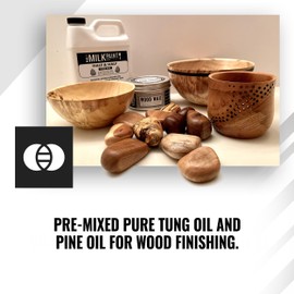 Real Milk Paint, Half and Half, Pure Tung Oil with Pine for Wood Finishing, Cutting Boards, Butcher Blocks, Clay, Stone, and Slate, 1 Gallon