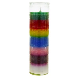 Mega Candles 6 pcs Unscented 7 Color Glass Prayer Devotional Candle, Hand Poured Wax Candles 2 Inch x 8 Inch, Great for Sanctuary, Vigils, Casting Chimes, Rituals, Spells, Wiccan & More