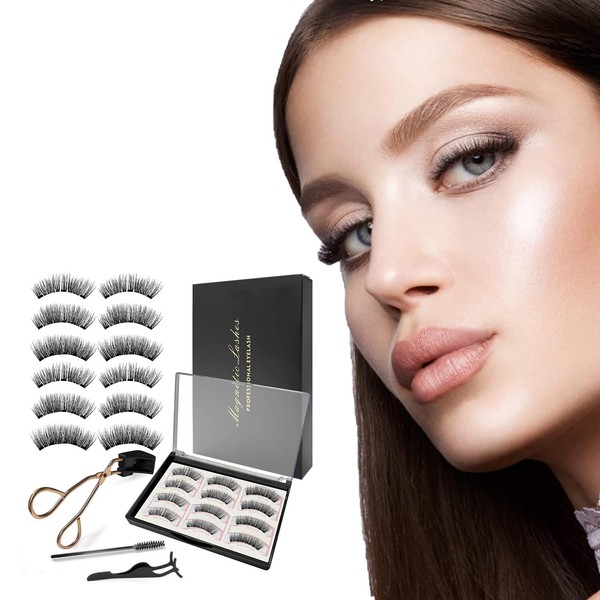 Aohcae 3D Magnetic Eyelashes Set, Magnetic Eyelashes Without Eyeliner, Magnetic