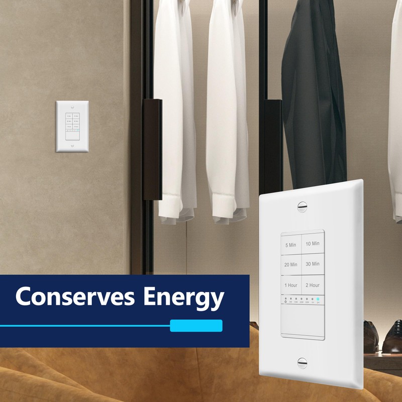 LIDER 2-Hour Countdown Timer Switch with Wall Plate, 5-10-20-30 Min,