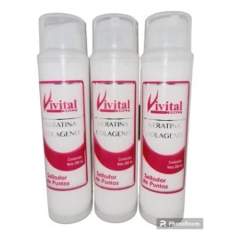 3 Pack Vivital Keratina Colágeno Sella Puntas Antifrizz