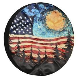 JSCARLIFE Universal Spare Tire Cover,Waterproof Rain Tire Protectors Covers Gain Happines Wheel Covers Travel Dust-Proof Accessories Fit for Trailer RV Truck SUV C-amper (Moon, 15 Inches （70-75CM）)