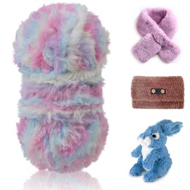 LEREATI Plush Wool 100 g Fringe Yarn Soft Fluffy Wool Thick Plush Yarn Fluffy Yarn Fringe Wool for Crochet & Knitting Bag, Hats, Blankets, Furry Object (Colourful)