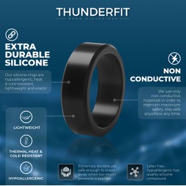 ThunderFit Silicone Rings for Men, Flat Top Angled Edge Rubber Wedding Bands 9.8mm Wide 2mm Thick - 1/4/7 Variety Multipack (4 Black Rings - Size 10.5-11 (20.6mm))